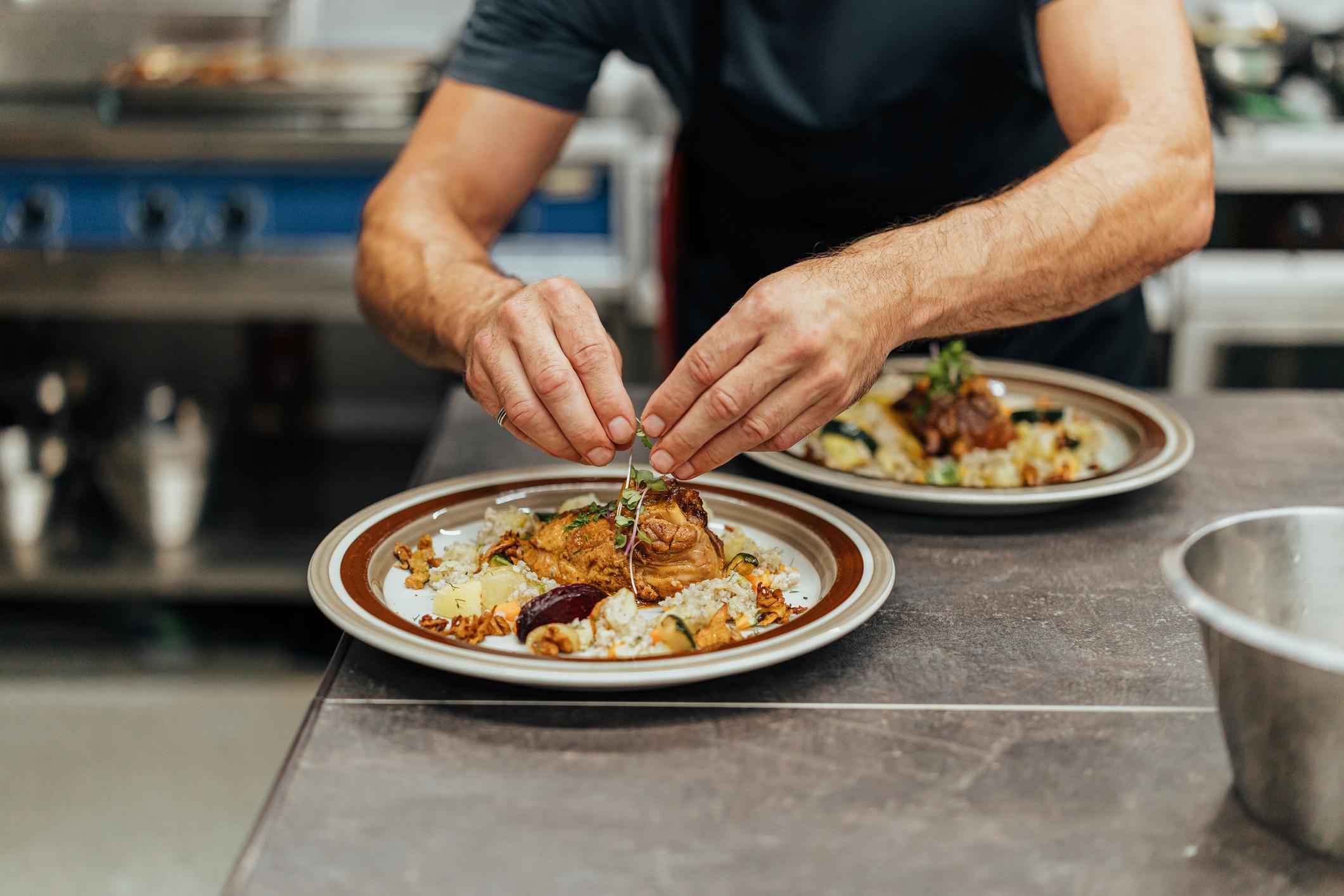 Professional mobile chef preparing food